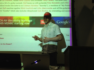 Douglas Repetto, assistant professor of professional practice in visual arts, gave a keynote talk at the hackathon