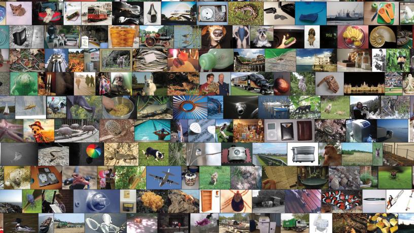 Collage made of hundreds of photos used as unlabeled data by self-training machines.