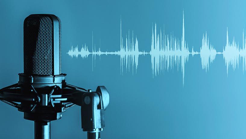 Illustration of microphone and speechwave