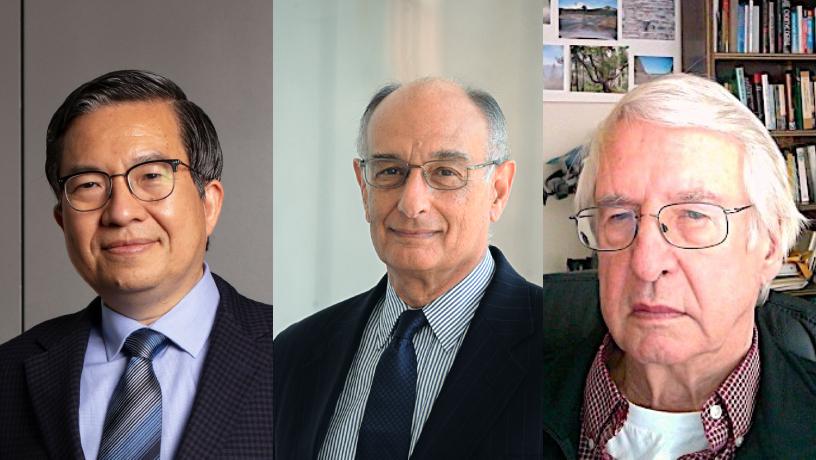 National Academy of Engineering inductees Shih-Fu Chang, Donald Goldfarb, and Christopher Scholz