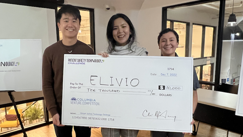 Elvio founders with $10,000 in Columbia Venture Competition winnings