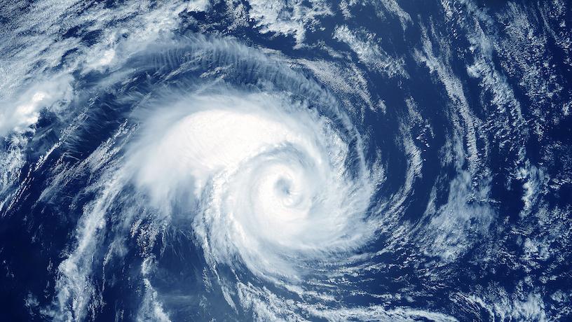 A satellite's view of a hurricane over the ocean
