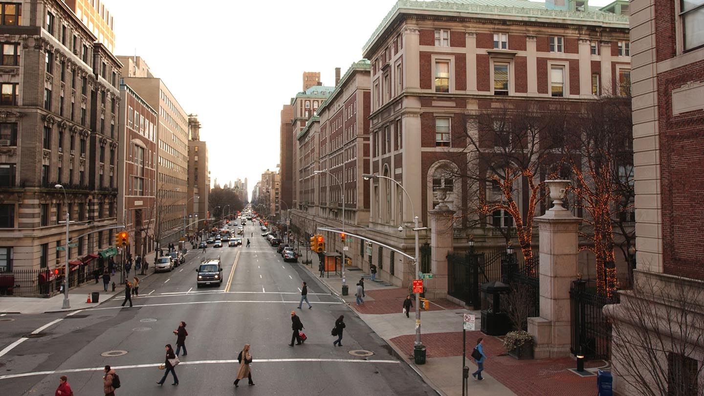 A street view in the Morningside neighborhood of New York City.