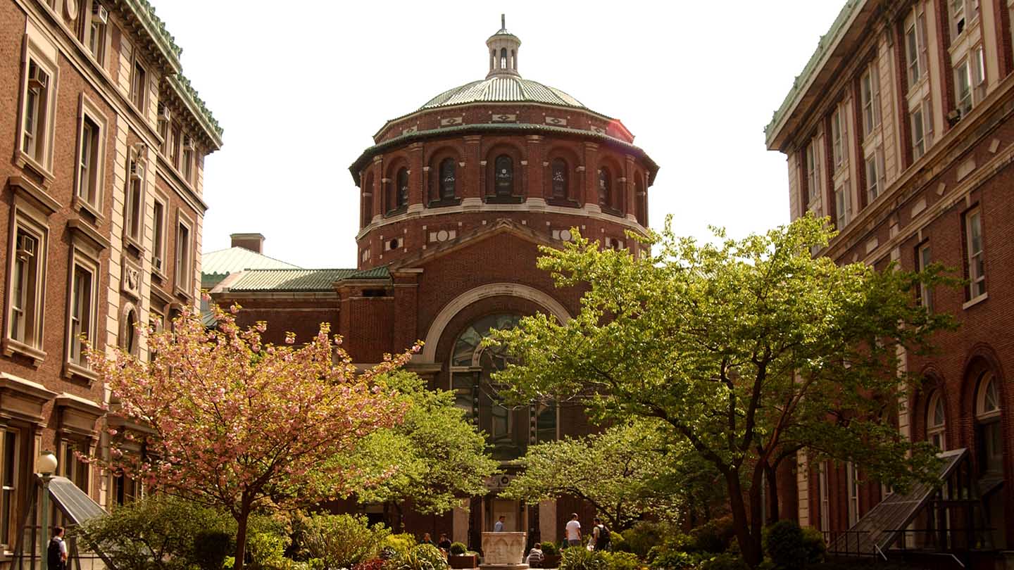 A front view of St. Pauls Chapel on Columbia University's campus.