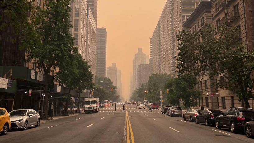 Hazy street in New York 