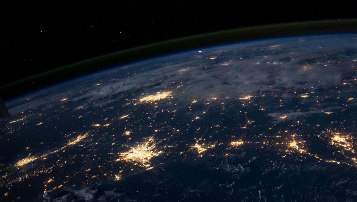 An image of the Earth from space at night