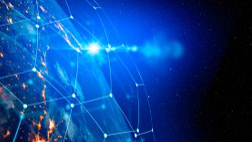 An image of blue hexagons over the planet