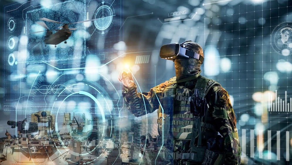 An image of military personnel using augmented reality