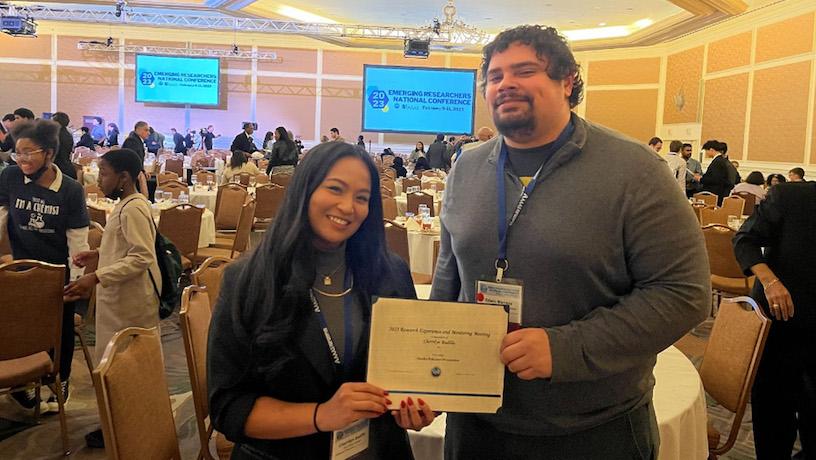   Cherrilyn Badilla (The Clinton School) and Edwin Marrero (Hamilton Grange Middle School) receiving their awards