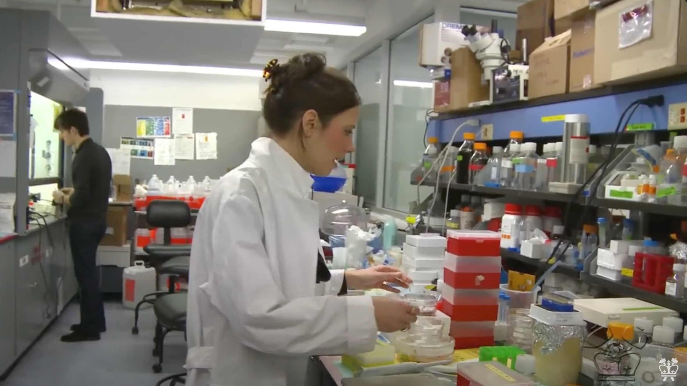 Kristen Moffat works at a lab bench during her doctoral studies at Columbia Engineering.