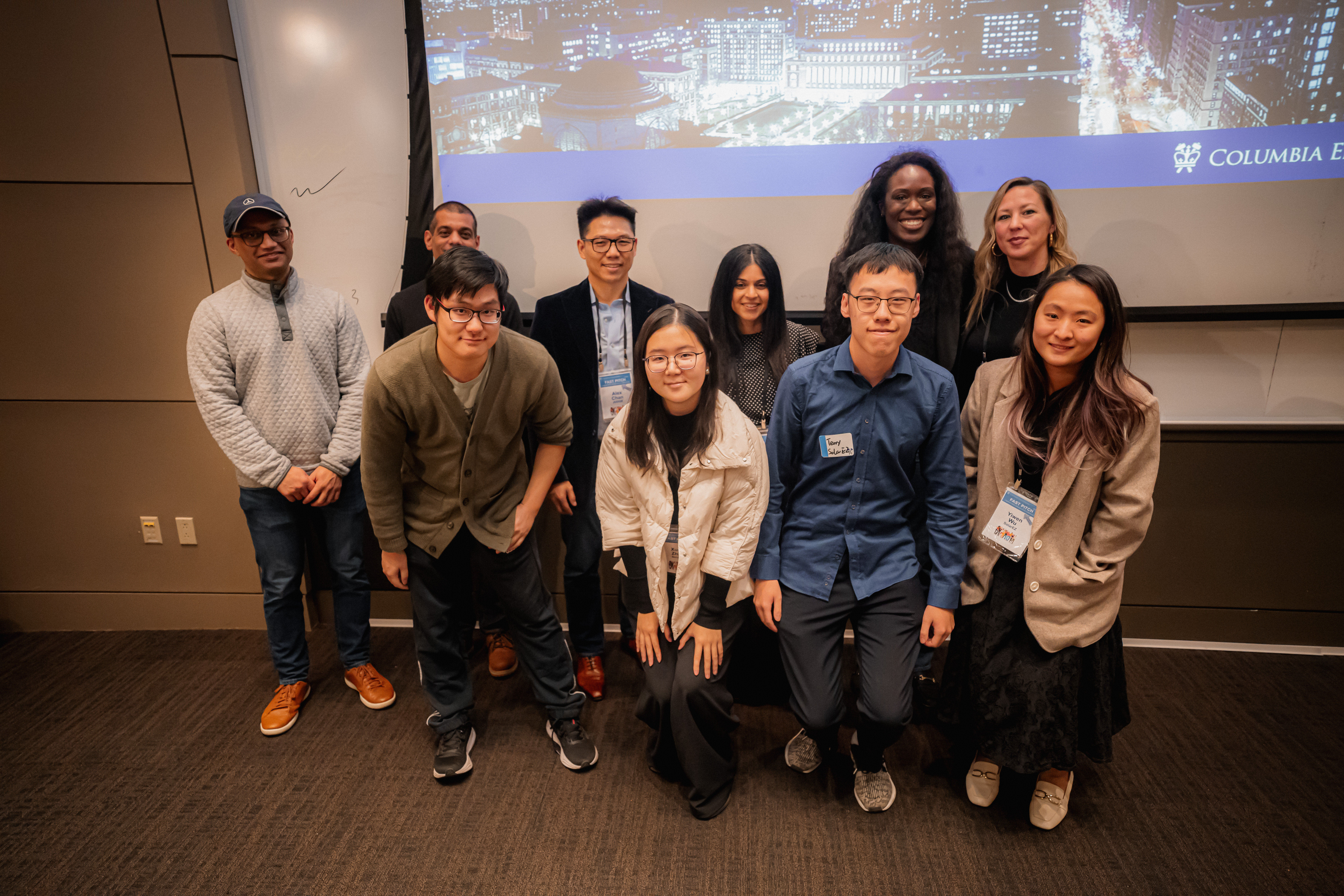 10 Columbia Engineering Fast Pitch competitors posing for a picture