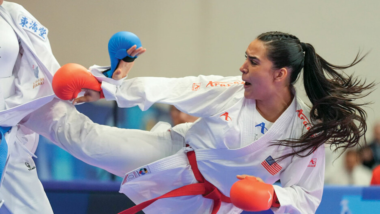 Miriam Trujillo competes at the 2024 World Karate Federation world championships