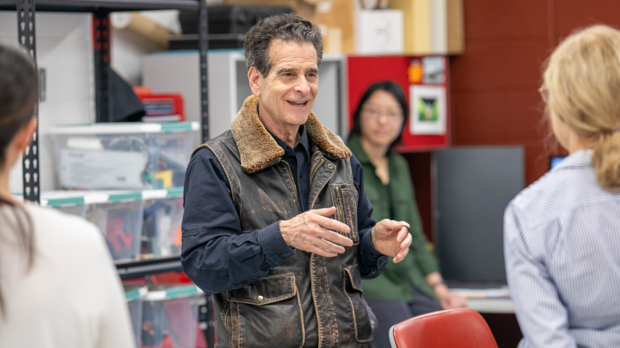 Dean Kamen during a lab tour at Columbia Engineering