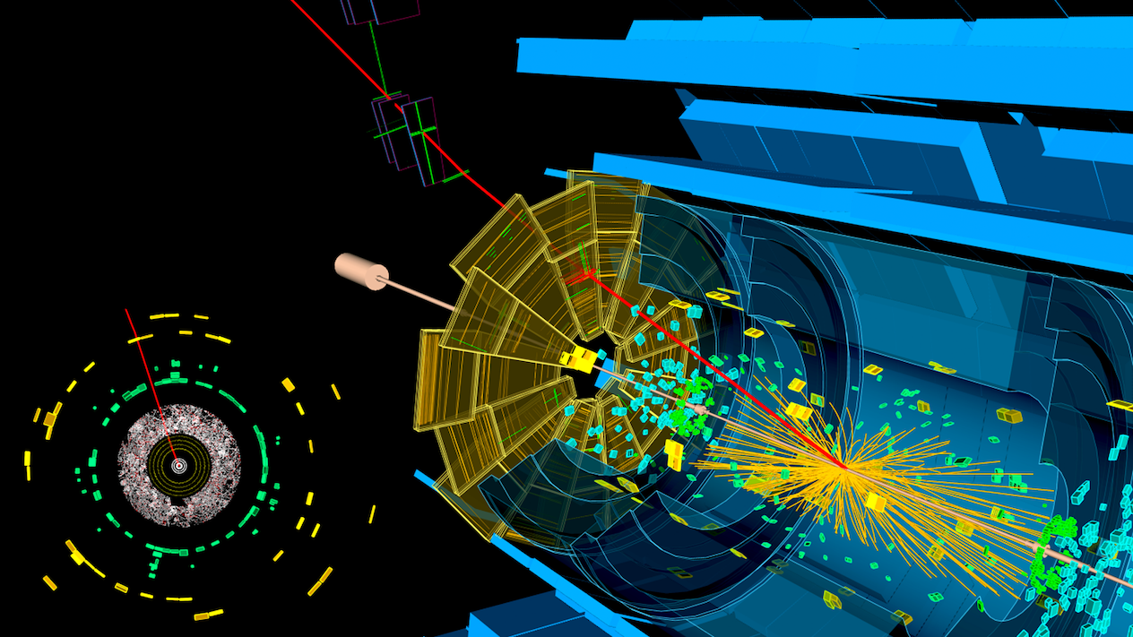 event display of a collision event recorded by the ATLAS experiment 2025