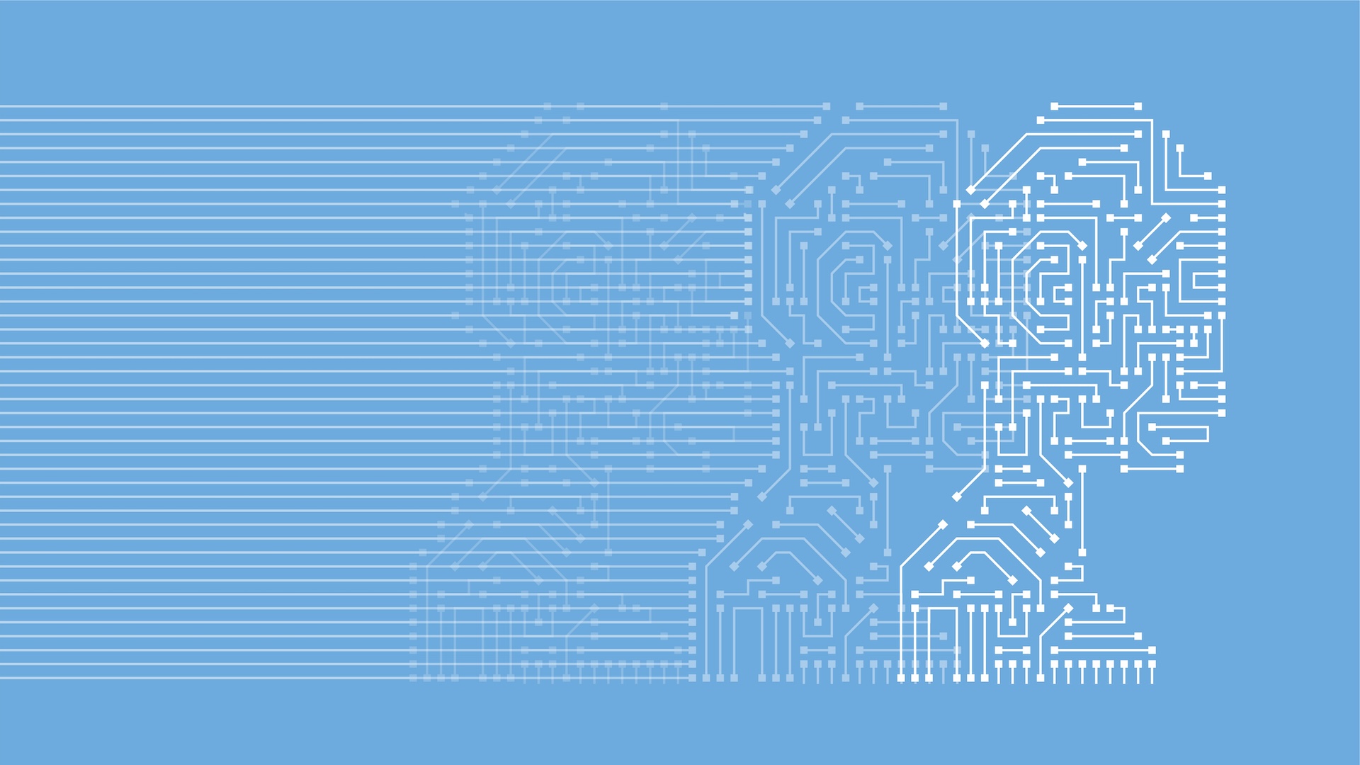 An illustration of a human head made from circuitry