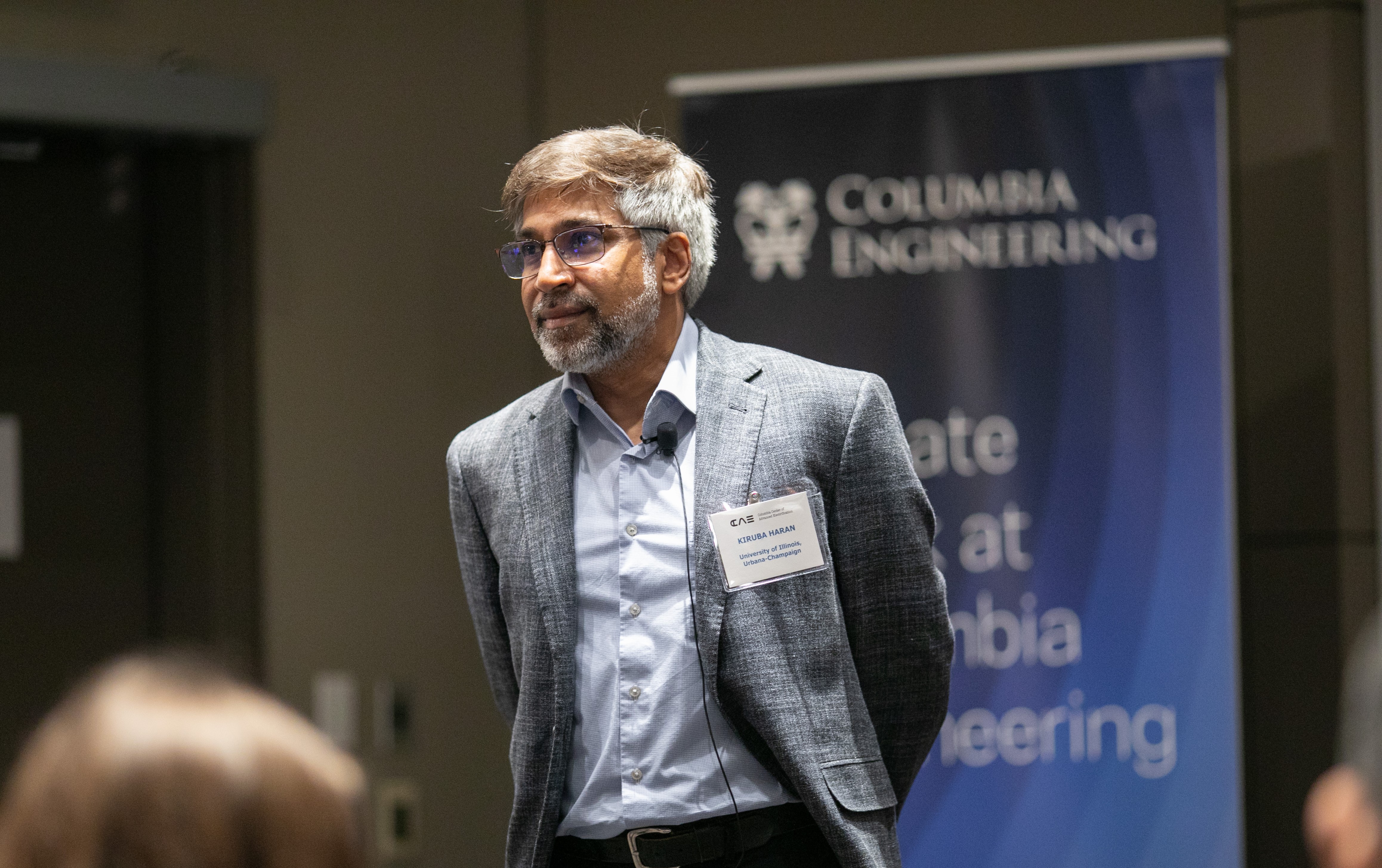 Kiruba Haran, Grainger Endowed Director's Chair in Electric Machinery and Electromechanics at University of Illinois at Urbana-Champaign, presenting at the CCAE symposium