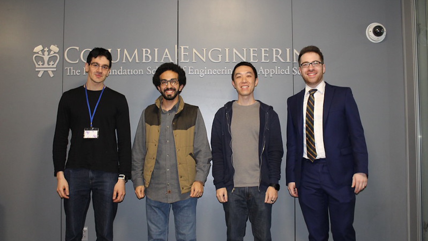 Judges from MakeCU’s Hackathon, from left to right: Josh Elijah, CEO and Founder of BotBlox, Ali Al-Bustami from Robify, Tony Dear, senior lecturer in the CS department at Columbia, and David Watkins, research scientist at the RAI Institute.