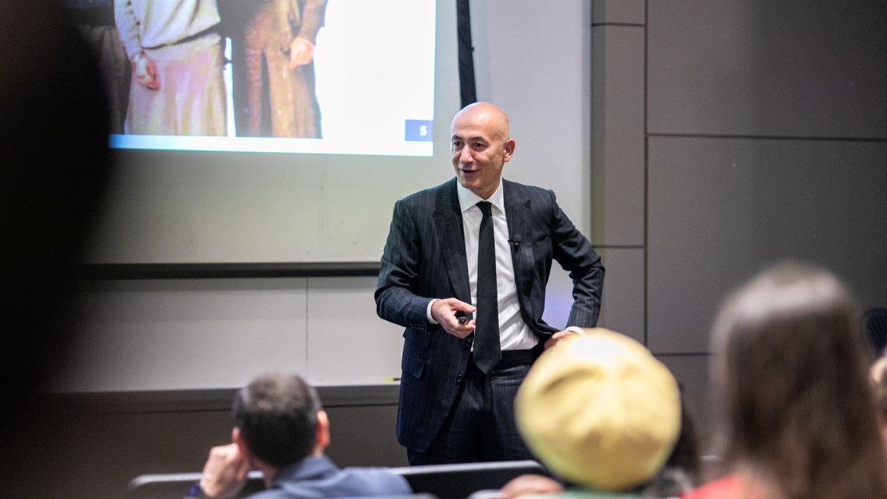 Erman Ilicak delivers a Tech CEO lecture in Davis Auditorium