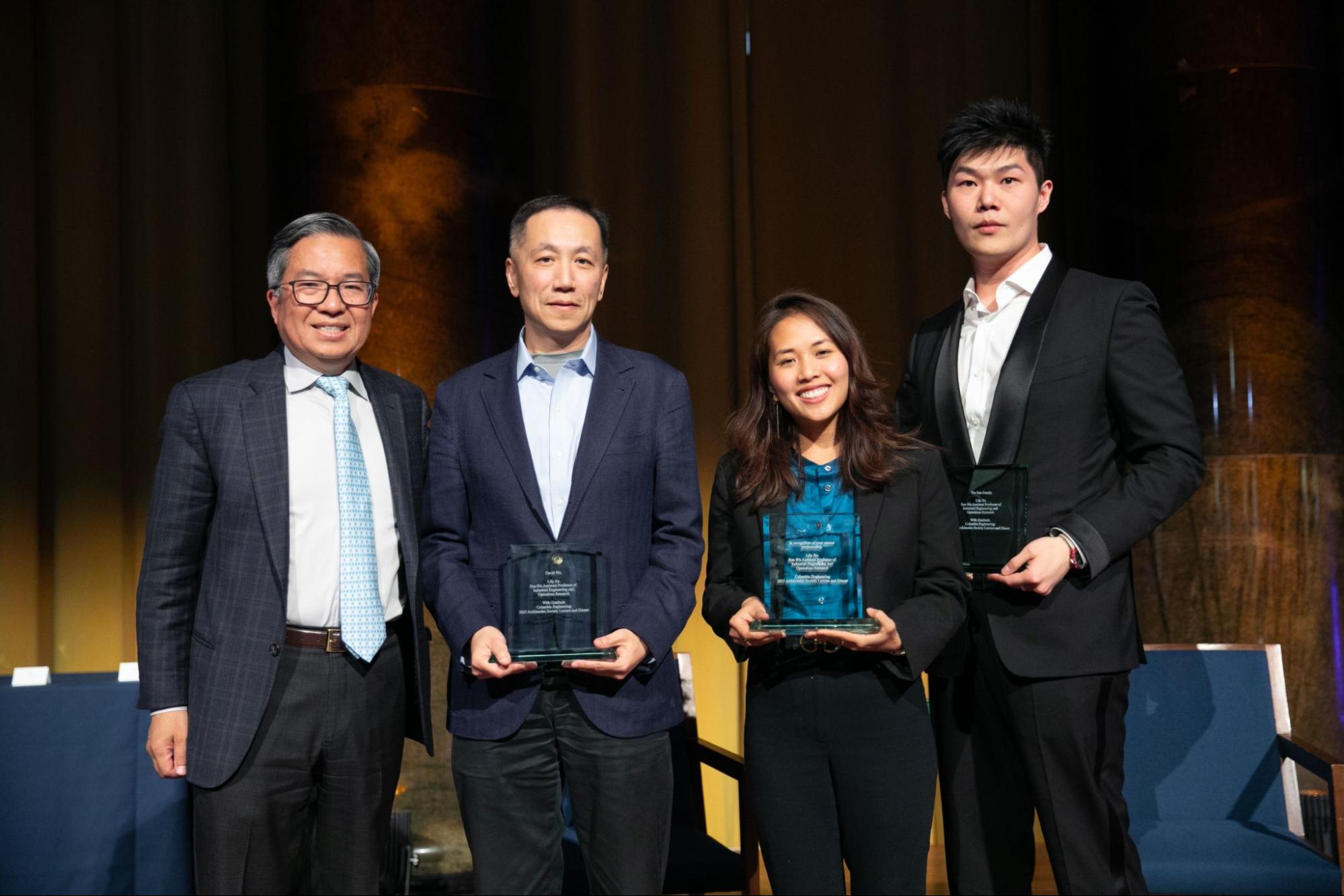 Left to right: Shih-Fu Chang, David Wu, Lily Xu, William (Jin) Sun