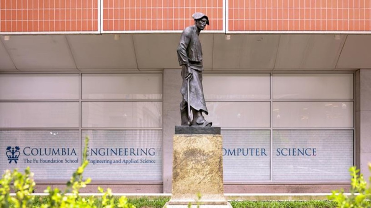 statue outside columbia engineering computer science building