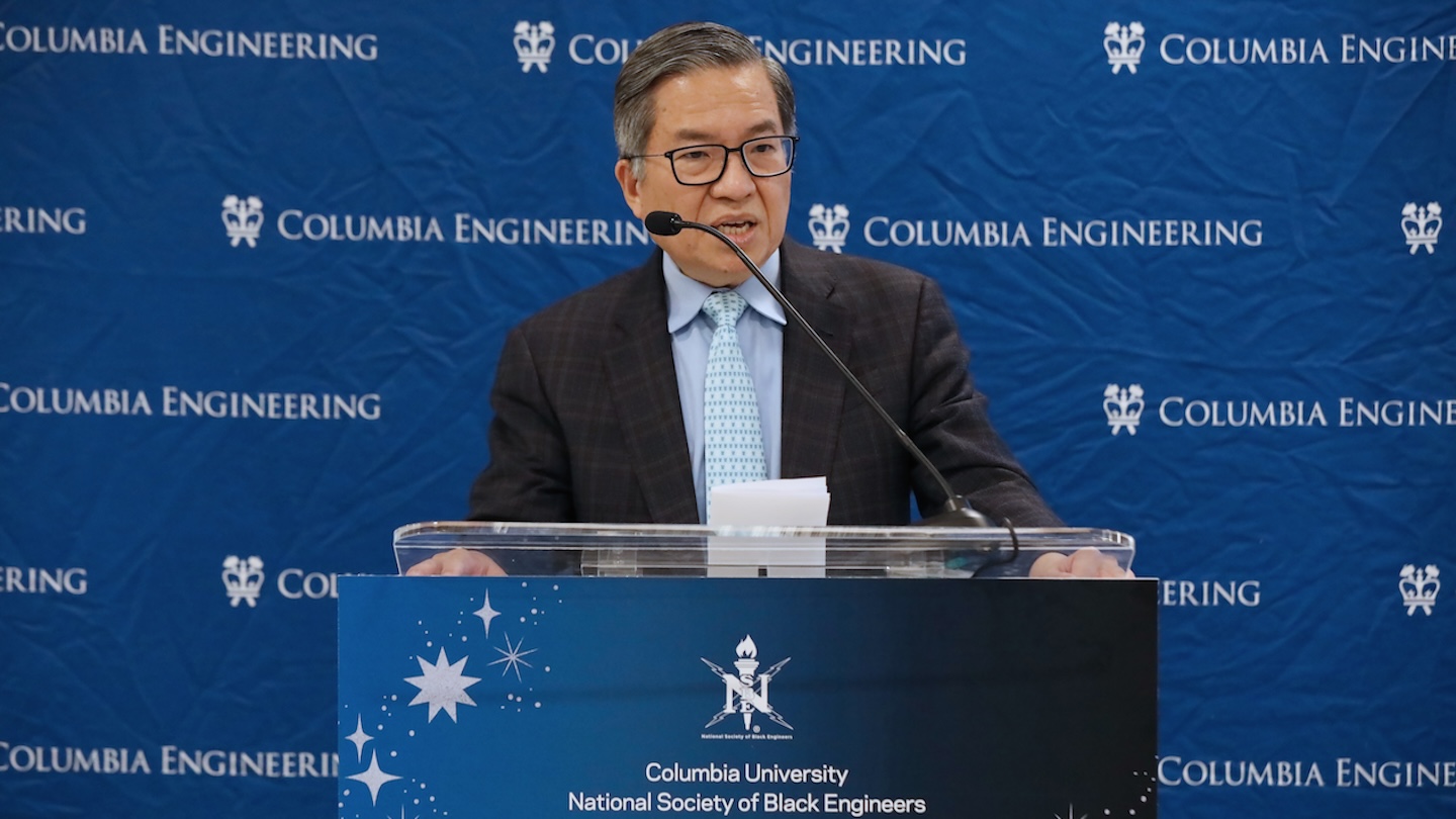 Dean shih fu chang speaking for the National Society of Black Engineers
