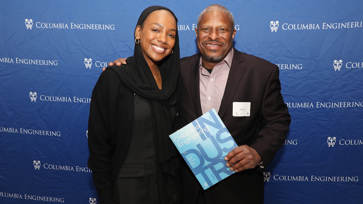 2 participants posed for a photo for the National Society of Black Engineers event