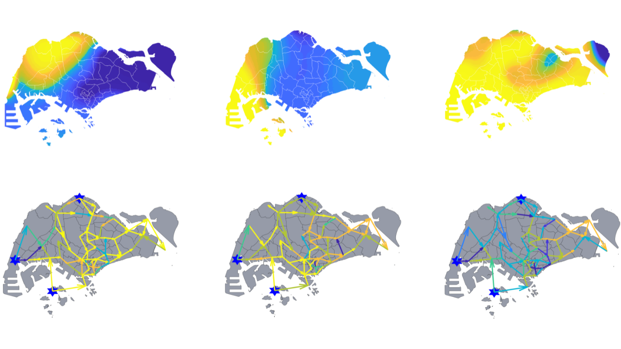 Illustration of how electric vehicles can help balance a city’s power grid as solar generation fluctuates 