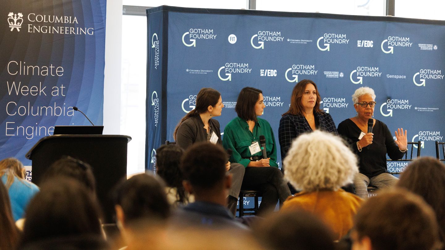 Four panelists during the “Training a Skilled Workforce for New York’s Green Economy” session at the Gotham Foundry symposium.