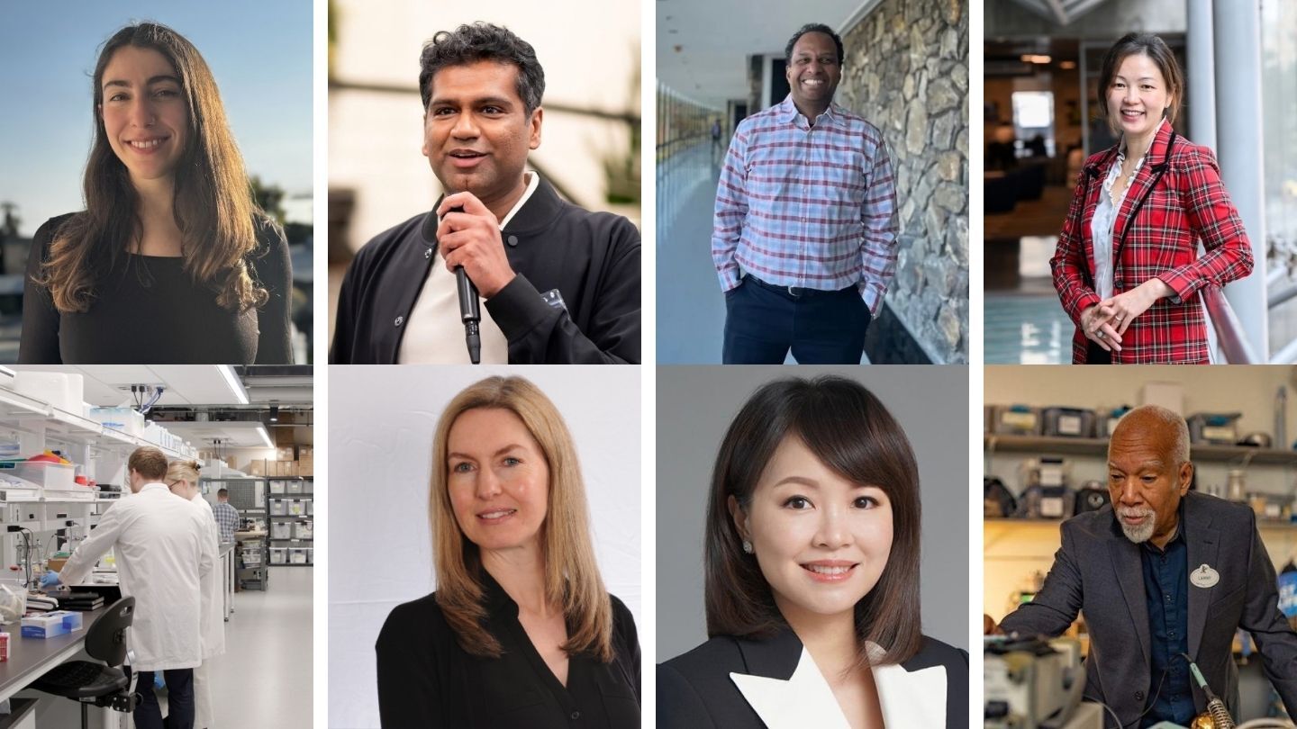 Collage of eight Columbia Engineering alumni arranged in two rows of four.