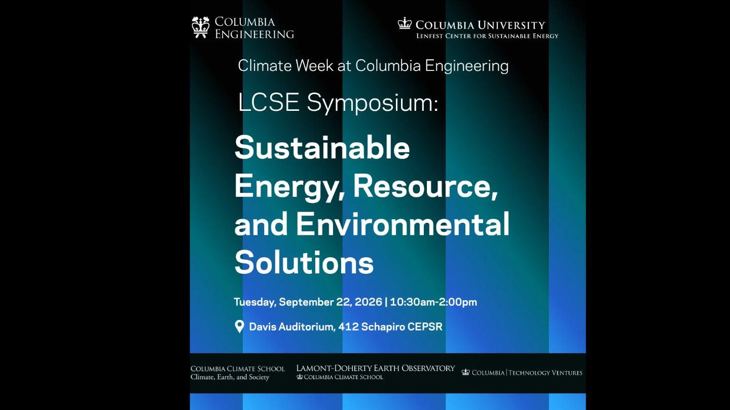 LCSE Symposium: Sustainable Energy, Resource, and Environmental Solutions event graphic.