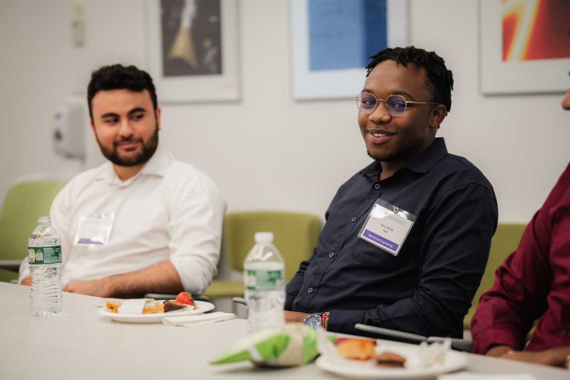 Students at an Oct. 3 lunch-and-learn with Imran Shah where he shares professional experience and leadership development