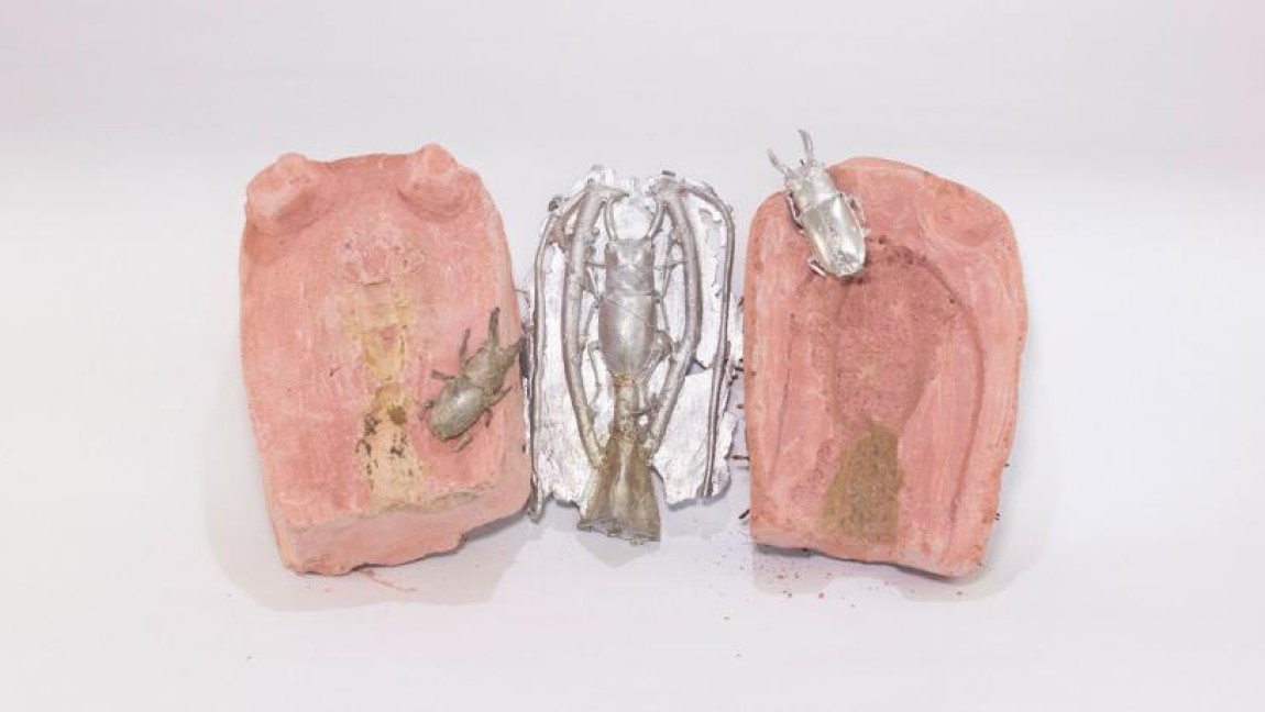Life cast beetles created by the Making and Knowing Project following recipes found in a 16th century artisan's manuscript.