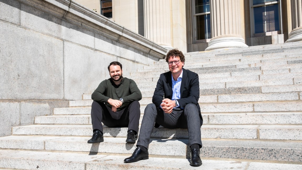 Matthias Preindl (right) with Wesley Pennington at Columbia University for the Center for Advanced Electrification’s annual symposium