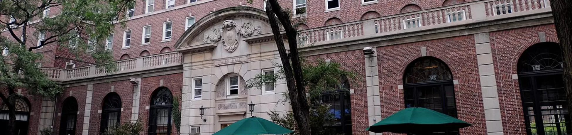 At outside view of Wien Hall on Columbia University's campus.