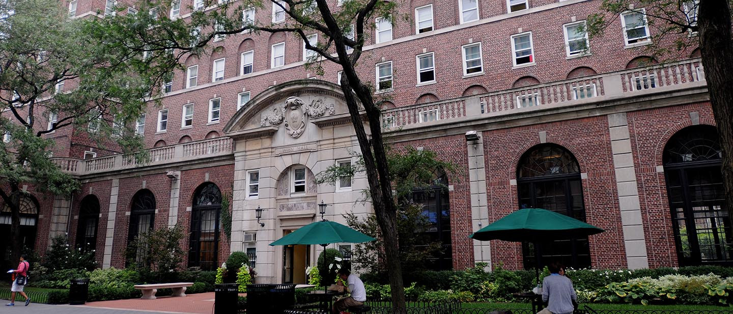 At outside view of Wien Hall on Columbia University's campus.