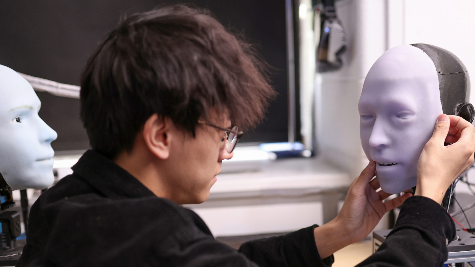 A robot face is developed in the Creative Machines Lab at Columbia Engineering