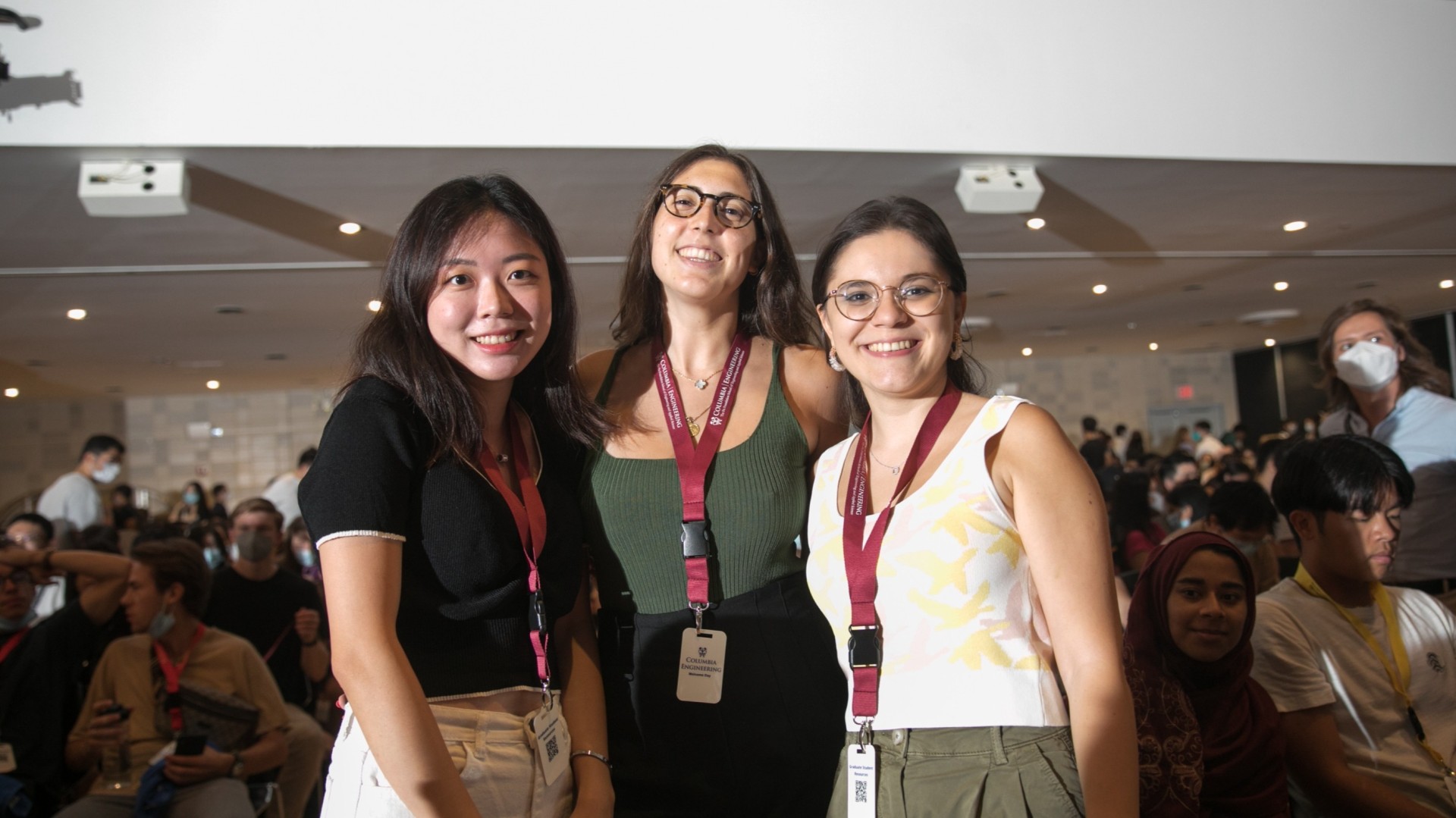 Engineering students hug on Welcome Day