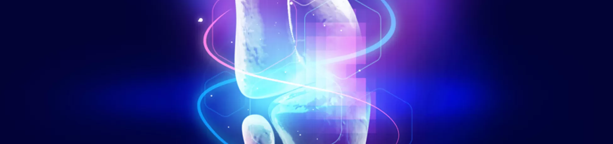 An illustration of a glowing knee joint