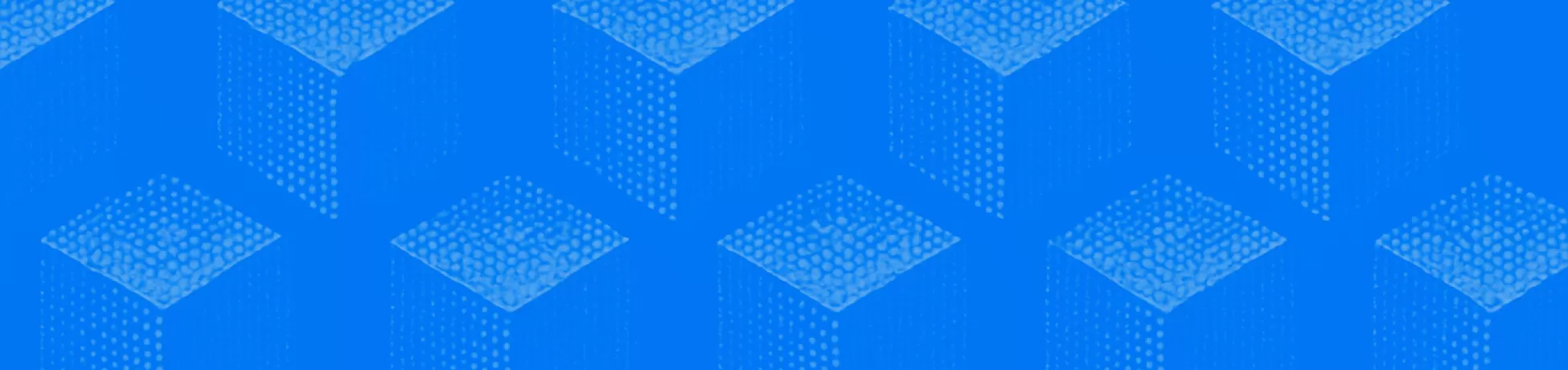 blue background with a repeating 3d halftone cube pattern