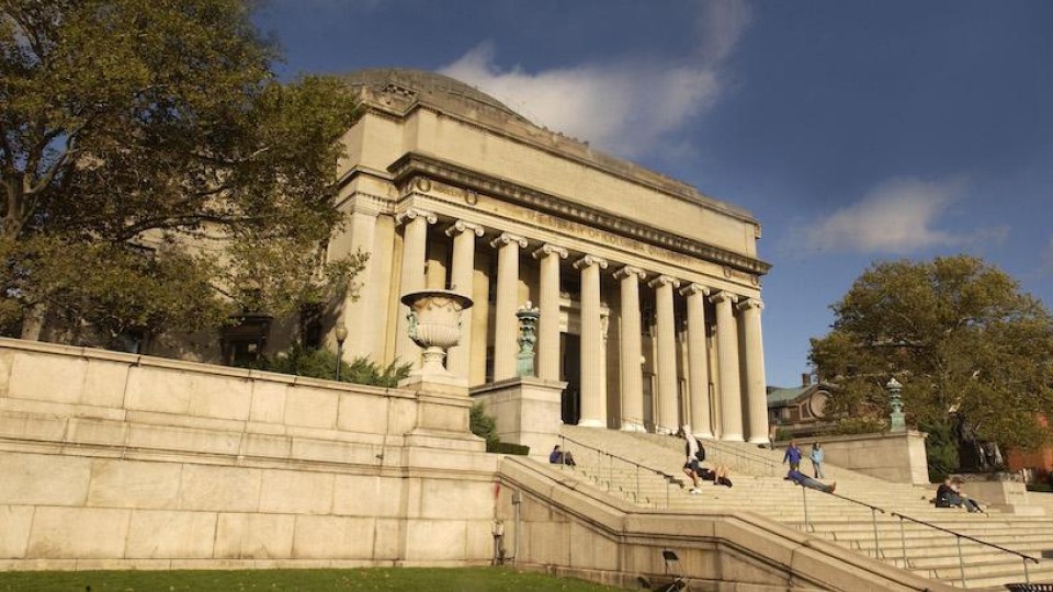 The Low Memorial Library at Columbia University from below the steps