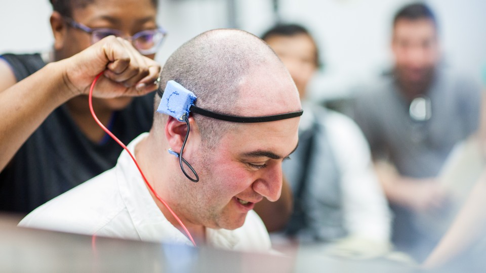 Adam Rapp wearing a Control iT device