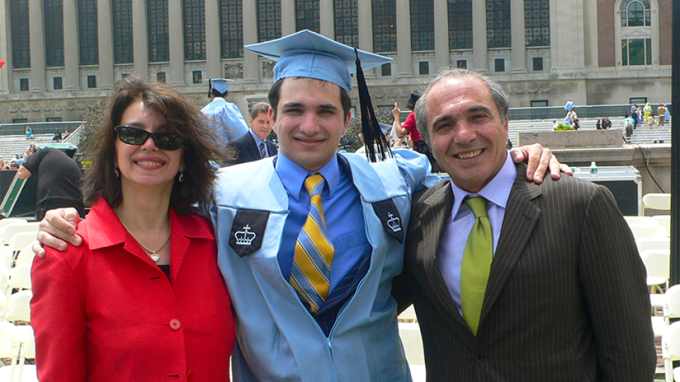 Rocco B. Commisso and wife Catherine with their son Joseph at his graduation from Columbia Engineering. Credit: Rocco B. Commisso.