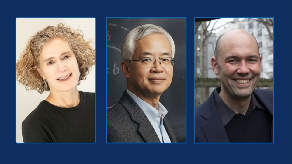 Headshots of Keren Bergman, Qiang Du, and Tim Roughgarden