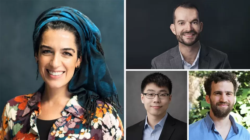 Collage of headshots of four Columbia Blavatnik Award finalists and laureate.