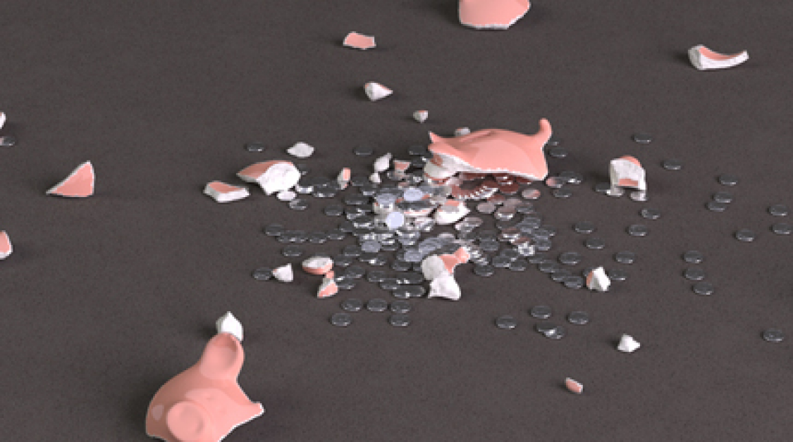 A broken piggy bank