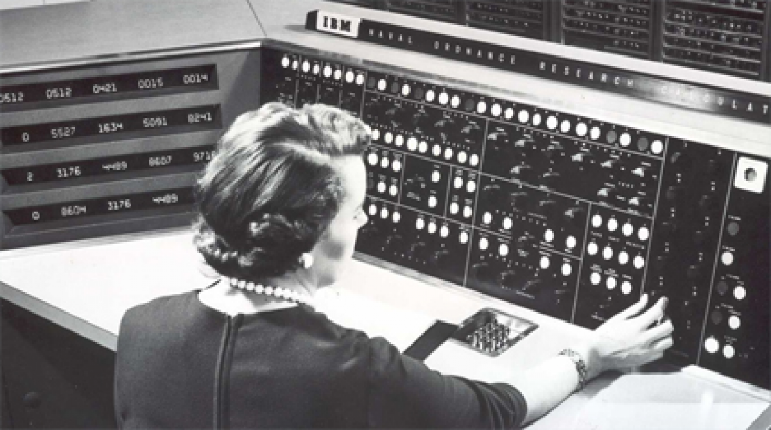 A supercomputer being operated