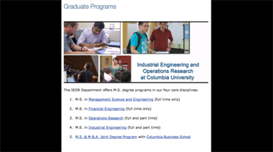 The IEOR Graduate Programs