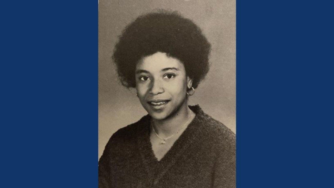 Black and white yearbook photo of alum, Daneen Cooper