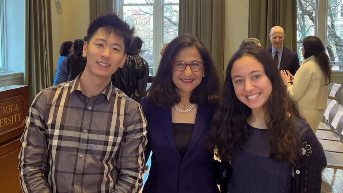 Kennedy Salamat with Columbia’s next president, Nemat Shafik