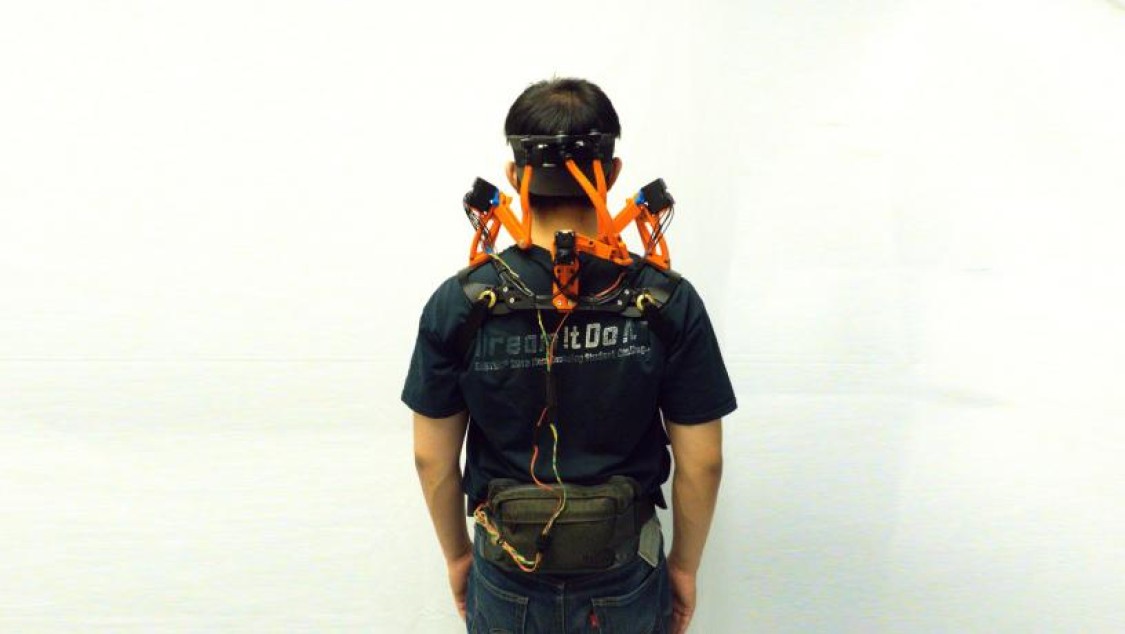 Experimental neck brace on study participant